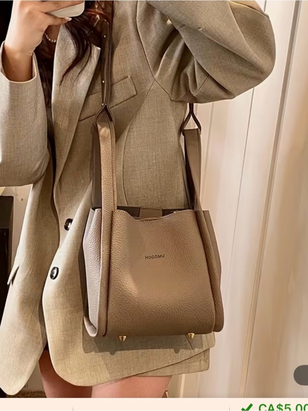 HOCOMU Taupe Shoulder Bag for Women